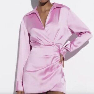 Zara n Satin effect wrap dress